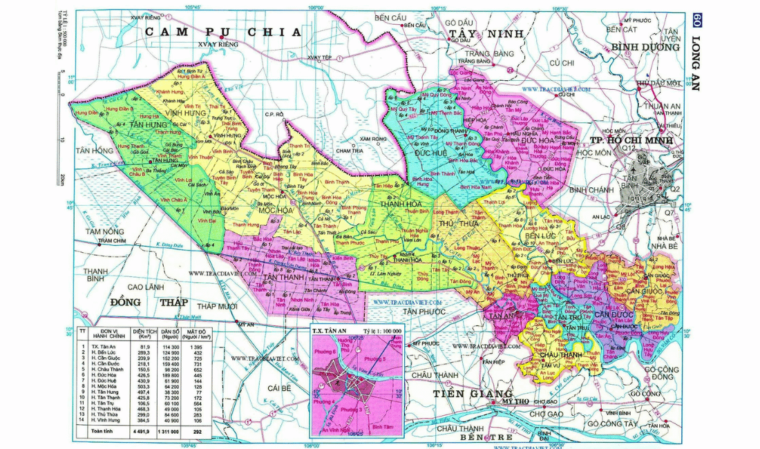 Bản đồ hành chính tỉnh Long An