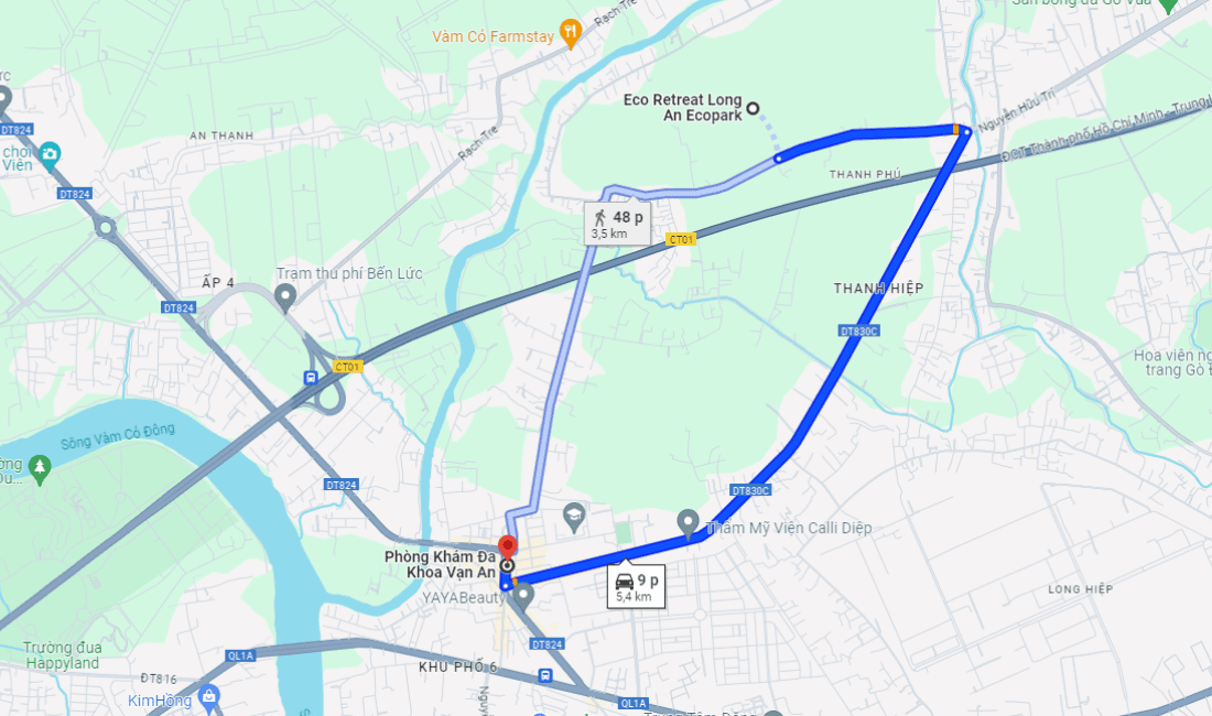 Quãng đường đi đến bệnh viện Vạn An