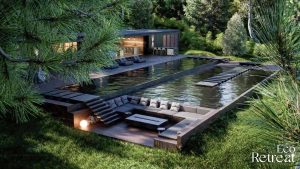 Bể bơi nước nóng được chủ đầu tư thiết kế theo phong cách hiện đại tại dự án Eco Retreat